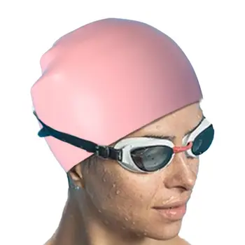 Дълга коса плувна шапка силиконови плувни шапки Плувна шапка Защита на ушите Неплъзгаща се силиконова плувна шапка за жени Мъже Възрастни
