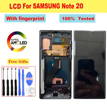 AMOLED с пръстов отпечатък за Samsung Galaxy Note 20 LCD дисплей сензорен екран дигитайзер за Samsung Note20 N980 N980F / DS
