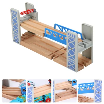  Дървен магнитен влак комплект DIY железопътни играчки STEM играчки Детска писта Playset Двойно ниво влак мост дървени влак играчки