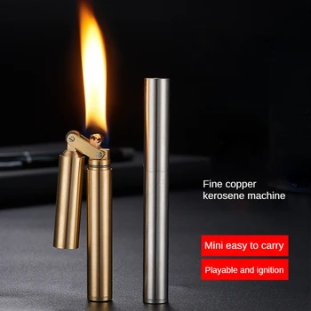 Мини керосинови запалки Пушене Cool мед месинг факел запалка Nunchucks дизайн шлифовъчни запалки Encendedor