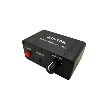Мини аудио предусилвател 3.5mm входен изход Преден звуков усилвател за слушалки Аудио телефон Звуков контролер US Plug