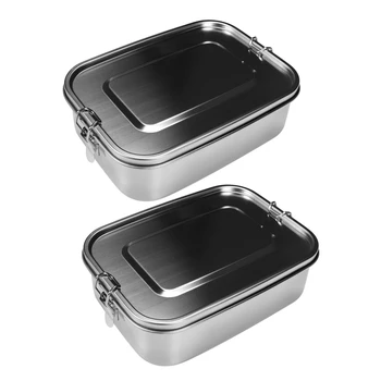  Нов 2X контейнер за обяд от неръждаема стомана Bento, кутия за обяд с 3 отделения Bento за сандвич и две страни