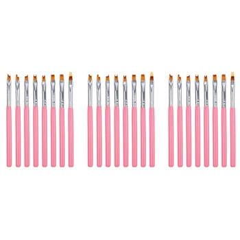 24Pcs цвят боя писалка комплект розов венчелистче писалка нокти четка къси нокти