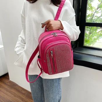 2024 Нова дамска чанта Гореща продажба на висококачествена PU раница Дамска чанта за рамо Многофункционална раница за пътуване Ученическа чанта за момичета