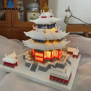 Знаеше построена снежна кула на древен Китай изящни строителни блокове строителна играчка по избор LED светлина за зашеметяваща живописна красота