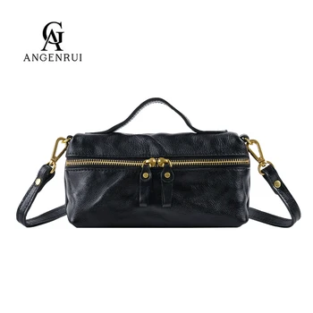 ANGENGRUI марка луксозна естествена кожа дамска чанта уникален дизайн модерен и прост ретро случайни рамо пратеник чанта