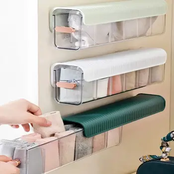 1Pc стена монтирани бельо кутия за съхранение пластмасови прозрачни чорап организатор спалня килер чекмедже тип бикини контейнер за съхранение