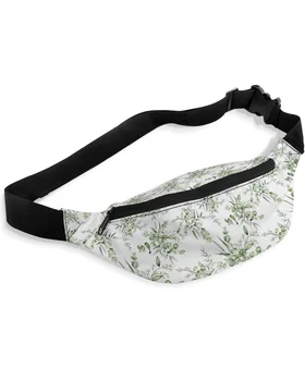Пролетно зелено растение евкалипт листа талията пакети за жени водоустойчив открит спорт талията чанта Унисекс Crossbody рамо чанта