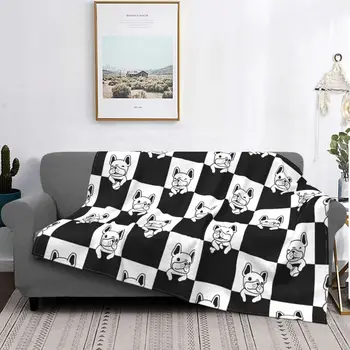 Френски булдог кадифе хвърлят одеяло подарък за животно куче любовник одеяло за легло диван топла спалня юрган