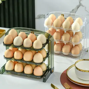 Контейнер за яйца за хладилник 3-слоен голям капацитет тава за яйца за многократна употреба кутия за съхранение на яйца хладилник яйце организатор хладилник яйце тава