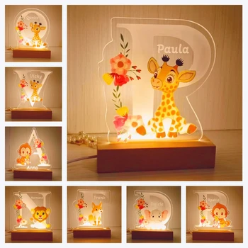 Персонализирана акрилна нощна лампа Лично име на бебето Персонализиран анимационен светъл подарък за рожден ден за деца Детска декорация на домашна спалня