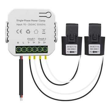 Tuya Smart Zigbee Energy Meter 80A с ток трансформатор скоба Kwh мощност монитор електричество статистика 90-250V (2CT)