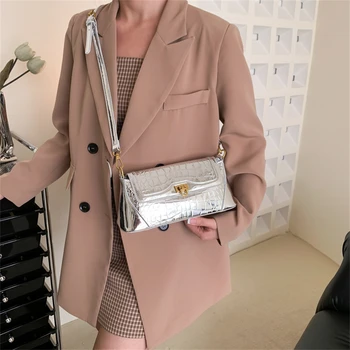 Крокодил модел лазер PU кожа Crossbody чанти за жени луксозен дизайнер страна рамо чанта 2023 тенденция дама чанти и чантата