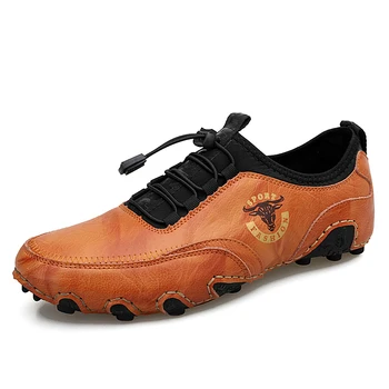 2023 Нови мъжки ежедневни обувки Мода Удобни мъжки обувки Висококачествени кожени мъжки обувки за шофиране Ръчно изработени плоски обувки размер 48