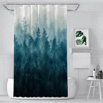 Мъглива гора баня душ завеси водоустойчив дял завеса смешно начало декор аксесоари