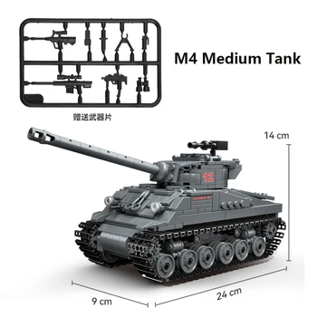 WW2 Военни серии 1:35 Sherman M4 Firefly Tank Classic Collection Модел Строителни блокове Тухли Играчки Подаръци