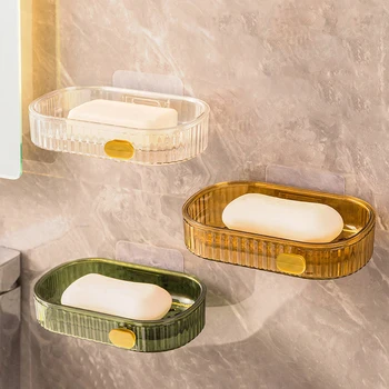 Light Luxury Soap Box Drain Soap Holder Баня Душ Soap Holder Punch-Free Soap Sponge Storage Rack Shelf Аксесоар за баня