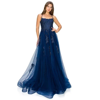 VENUS квадратна яка вечерна рокля за жени A-Line абитуриентска рокля от рамото флорална официална рокля дантела апликации парти рокля