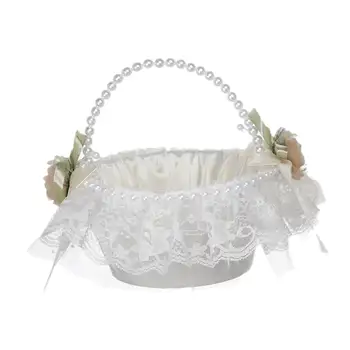 Сватбена кошница с цветя Елегантни декорации Шаферска дантелена кошница за сватби Тържества Специални поводи Юбилейни партита