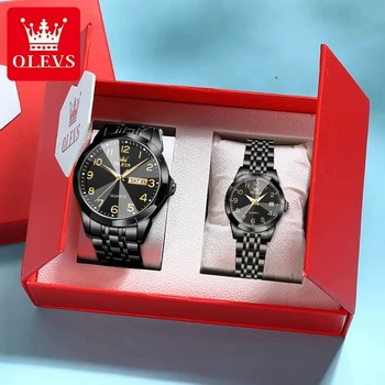 OLEVS Класически цифров циферблат простота двойка гледате неръждаема стомана ромб огледало луксозен кварцов часовник за мъже жени любовник подарък
