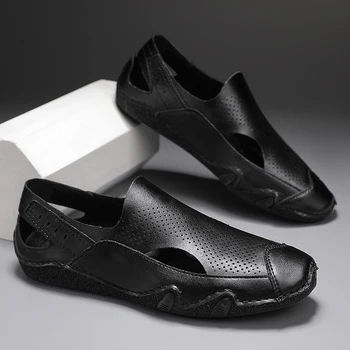 2023 Лятна мода Мъжки ежедневни обувки Ходене Дишащи ежедневни обувки Мъжки кука и контур Яхта Мъжки плоски обувки
