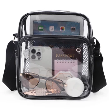 TINYAT жени лека мрежеста каишка водоустойчива прозрачна pvc чанти сложи изгубени слушалки жак чадър мобилен телефон 9.7 инчов iPad