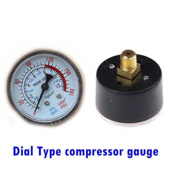  гореща продажба въздушен компресор пневматични хидравлични течност манометър 0-12Bar / 0-180PSI