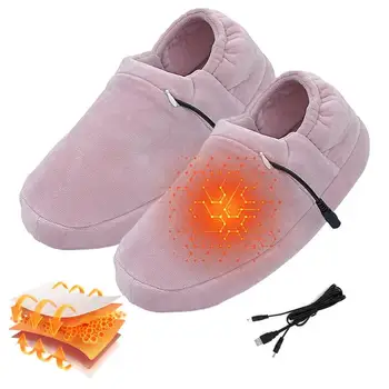 Foot Топли чехли Подгряване на краката Чехли Електрически обувки Меки чехли от руно Възрастни Затоплящи обувки за четене Пътуване