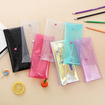 Прозрачен лазерен козметична чанта грим случай монета молив чанта торбичка сладък блясък молив лазерна писалка случай училищни чанти за момичета