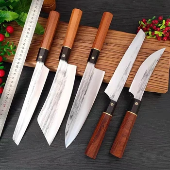 Professional Santoku Chef Knife Set Японски ножове за рибно филе Kiritsuke Месо Cleaver 1-5pcs ковани кухненски режещи инструменти