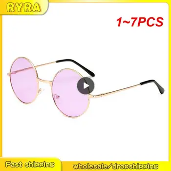 1 ~ 7PCS мода реколта кръгли / сърце слънчеви очила жени мъже UV400 слънчеви очила цветни кръгли рамки очила женски мъжки метал
