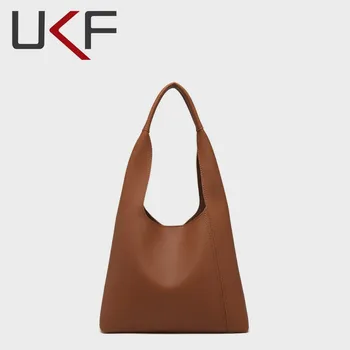 UKF Кожени чанти с висок капацитет за жени Пролет Лятна тенденция Маркови дами рамо чанти за пътуване и портмонета дизайн