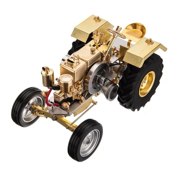 Месингов газов ролков трактор Модел на превозно средство с мини хоризонтален двигател с водно охлаждане Двигател с вътрешно горене Модел играчка