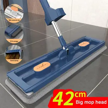 Нов стил Голям плосък моп Самостоятелен слайд микрофибърен подов моп моп мок и сух моп за почистване на подове Инструменти за почистване на дома U1y8