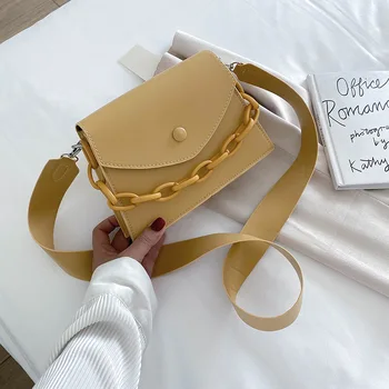 Дамски чанти Жълти черни кожени чанти за рамо 2021 Мода Lady Flap чанта Женска чанта Валентин подарък за момиче Нов