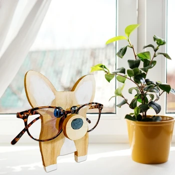 H55A Corgi куче очила щанд коледен подарък ръчно изработени дървени очила притежателя сладък домашен любимец очила дисплей орнаменти