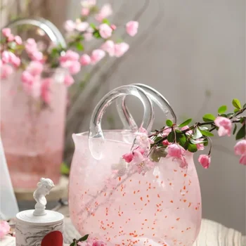 Розова кофа стъклена чанта Начало декор цвете ваза декорация парче творчески интернет знаменитост INS вятър хидропонна ваза ретро
