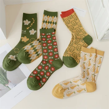 Нови сладки дамски чорапи пролет есен висококачествени модни памучни чорапи Kawaii екипаж чорапи дишащи меки удобни ежедневни чорапи