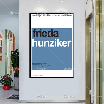 Изложба плакат Frieda Hunziker 1962 By Wim Crouwel Минимализъм Модерен домашен декор Принтове Стенно изкуство Платно Модулни картиниПодарък