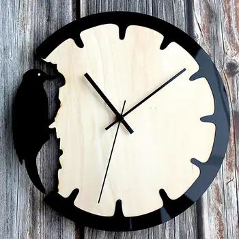 Уникален кълвач декоративен стенен часовник модерен дизайн голям дървен стенен часовник творчески европейски реколта дървени часовник декорации
