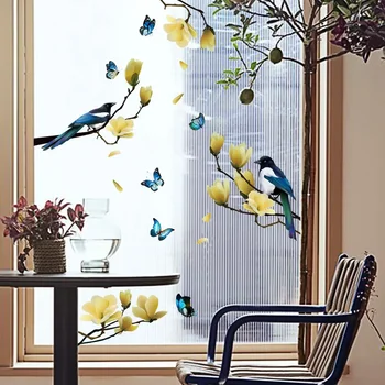  27 * 60 см клон птица цвете стена стикер прозорец стикер хол спалня ресторант декоративни самозалепващи стена стикер