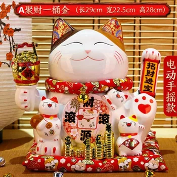 Керамични Lucky Cat Maneki Neko декорация голям магазин откриване подарък творчески японски хол орнамент процъфтяващ бизнес