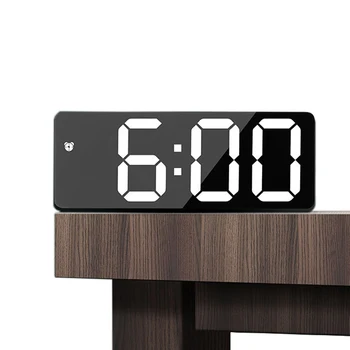 Цифров будилник Интелигентен LED огледало Будилник Часовник за маса Отлагане на дисплея Време за настолен компютър Електронна маса Събуждане USB будилник