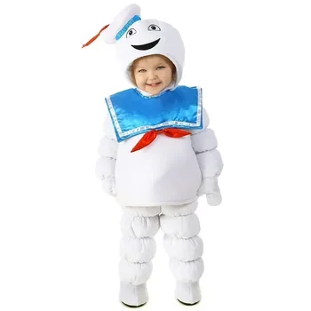 Baby Kids StayPuft Marshmallow Man Cosplay Set Ghost Busters Филмови костюми Хелоуин карнавално парти Аниме дрехи Disfraces