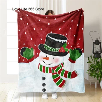 Весела Коледа снежен човек одеяло фланела хвърлят одеяло подарък за деца момиче момчета дома декор хол спалня диван аниме одеяло