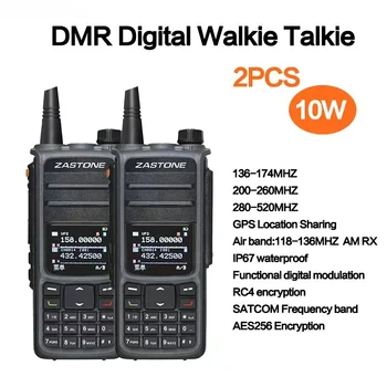 2PCS ZASTONE UV008 DMR Walkie Talkie Digita Двупосочно радио Dual лента 10W Dual време слот Уоки-токи 136-174MHZ 350-480MHZ