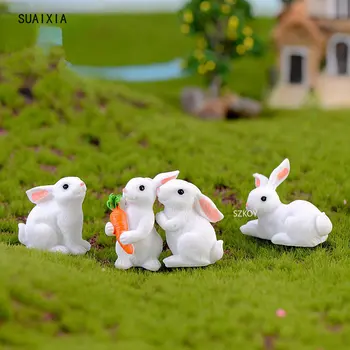 1 бр 12 стил сладък заек Великден декорация миниатюрни заек животински фигурка смола занаят мини зайче градина украшение гореща продажба