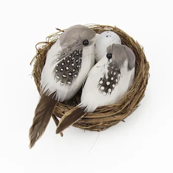 1 Комплект Коледно дърво Bird&Nest Изкуствено птиче гнездо Украшение Модел Модел Гнездо Птиче яйце Комплект за градински партита Декорация на дома