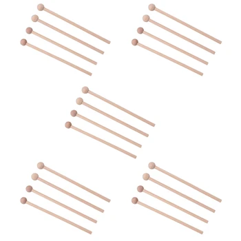 10 чифт дървени чукове ударни пръчки за енергиен камбанен звън, ксилофон, дървен блок, глокеншпил и камбани