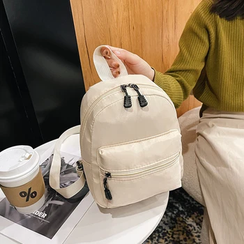 Мини дамски раници 2024 Trend найлон женски чанта малки училищни чанти бяла раница за тийнейджърки мода случайни раница